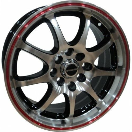 Powcan BK 195 6x14inç 4x100 BLACK MACHINED RED