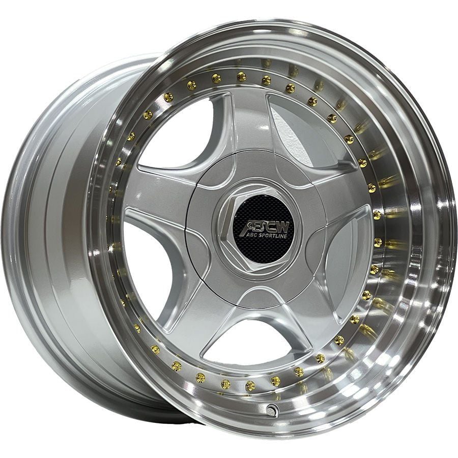 BCH 7813 8.5X17inç 5X112/120 ET25 72.56 SILVER LIP MAC+GOLD RIVETS ÇELİK JANT