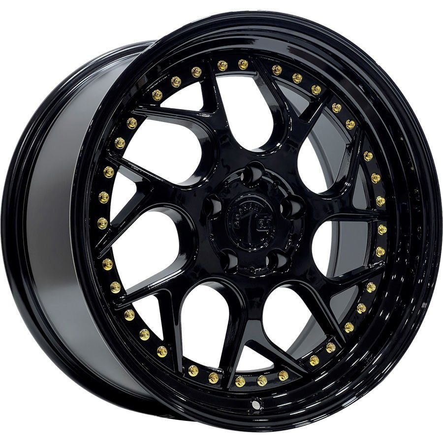 SLK 1699 8.5X18İNÇ 5X114.3 ET35 73.1 GLOSS BLACK+GOLD RIVETS ÇELİK JANT