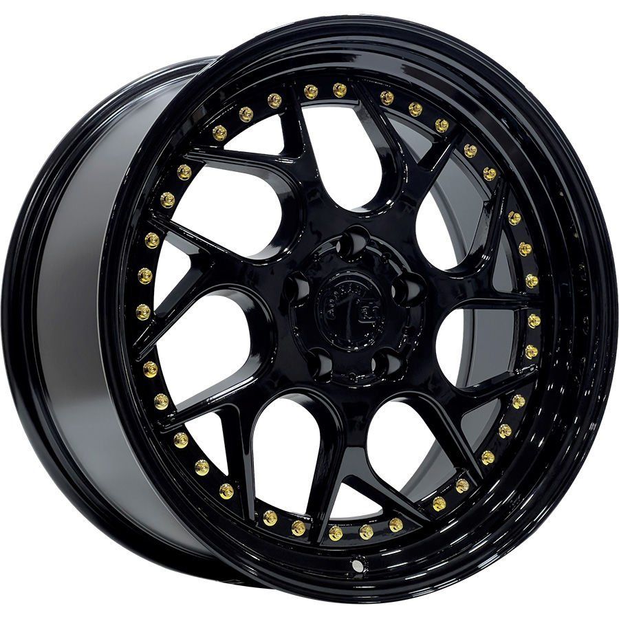 SLK 1699 8.5X18İNÇ 5X120 ET35 72.56 GLOSS BLACK+GOLD RIVETS ÇELİK JANT