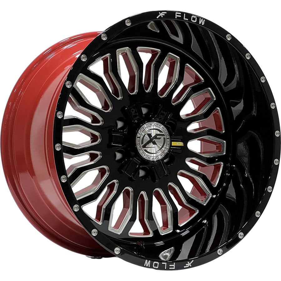 PRT DX8432 12X20 inç 6X139.7 ET-44 110 GLOSS BLACK RED ÇELİK JANT