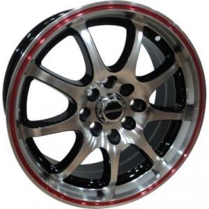 Powcan BK 195 6.5x15inç 4x108 BLACK MACHINED RED ÇELİK JANT