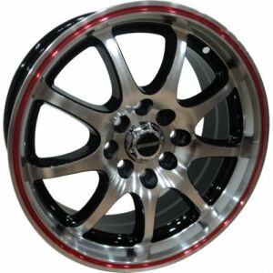 Powcan BK 195 6x14inç 4x100 BLACK MACHINED RED