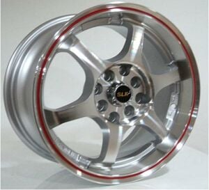Slk SLK 1187 6.5x15inç 4x100/114.3 Silver Machined Red Çelik Jant