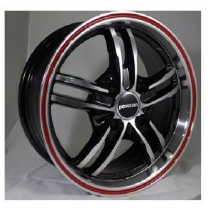 Powcan BK 319 6.5x15inç 4x100 BLACK MACHINED RED ÇELİK JANT