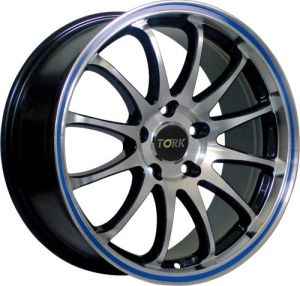 Megatork TORK 366 6.5x15inç 4x100/114 BLACK MACHINED + MAVI ÇELİK JANT
